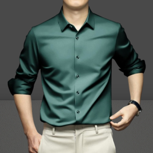 green micro fabric shirt
